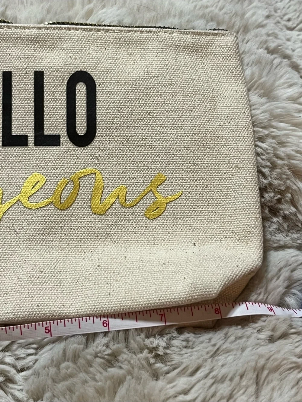 Barnes & Noble Beige Canvas Makeup Pouch “Hello Gorgeous